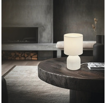 Dekorative Tischleuchte auf einem Couchtisch in einem Wohnzimmer.