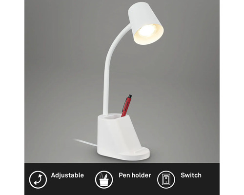 Schreibtischlampe mit Stifthalter und verstellbarem Lampenarm