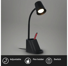 Schwarze Schreibtischlampe mit Stifthalter