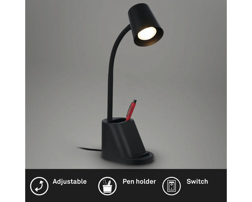 Schwarze Schreibtischlampe mit Stifthalter