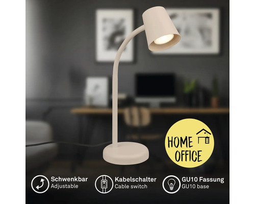 Verstellbare Schreibtischlampe mit GU10 Fassung und Kabelschalter für das Home Office