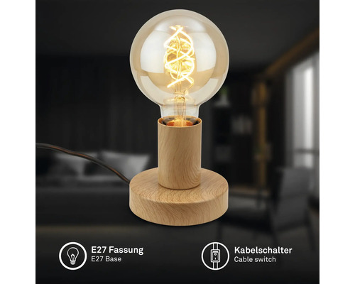 Tischleuchte mit E27 Fassung und Kabelschalter