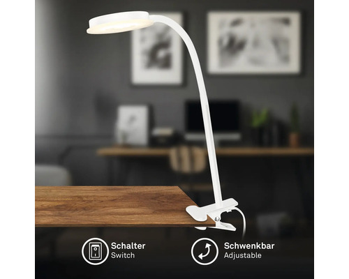 Schreibtischlampe mit Klemme zur Befestigung und Schalter