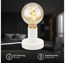 Dekorative Tischleuchte mit E27 Fassung und Kabelschalter.