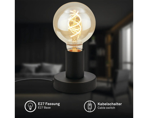 Tischleuchte mit E27 Fassung und Kabelschalter