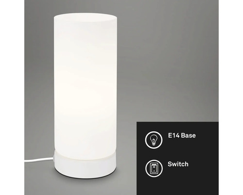 Weisse Tischleuchte mit E14 Fassung und Schalter