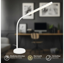 Weisse LED-Tischleuchte mit stufenloser Dimmfunktion und warmweissem Licht