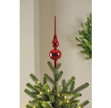 Roter Christbaumspitz auf einem Weihnachtsbaum