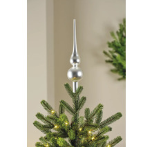 Silberner Baumspitz auf einem Weihnachtsbaum