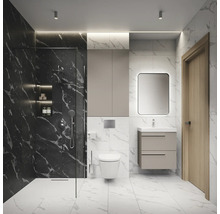 Salle de bains moderne avec douche, WC, lavabo et miroir