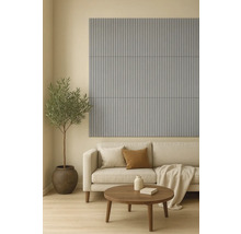 Salon avec panneaux, canapé et table basse