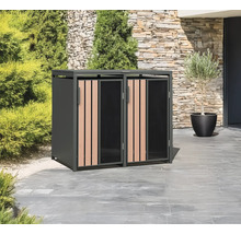 Cache-poubelle pour deux poubelles en métal et plastique