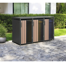 Cache-poubelle pour trois poubelles d'extérieur