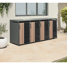 Cache-conteneurs pour trois poubelles en métal et plastique