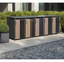 Box à ordures avec plusieurs compartiments pour le tri des déchets à l'extérieur.