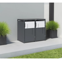 Cache-conteneurs pour deux poubelles avec des accents blancs