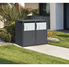 Cache-conteneurs pour deux poubelles dans le jardin