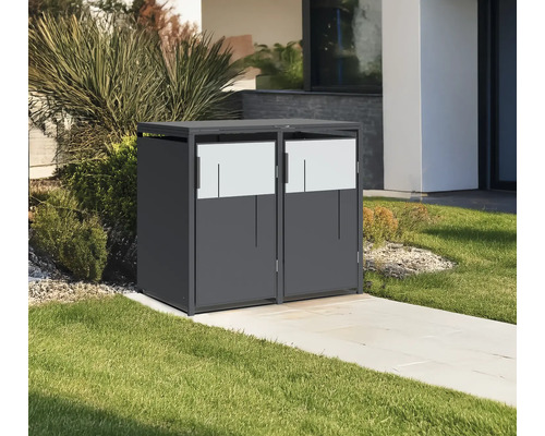 Cache-conteneurs pour deux poubelles dans le jardin