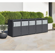 Cache-conteneurs pour trois poubelles sur une terrasse