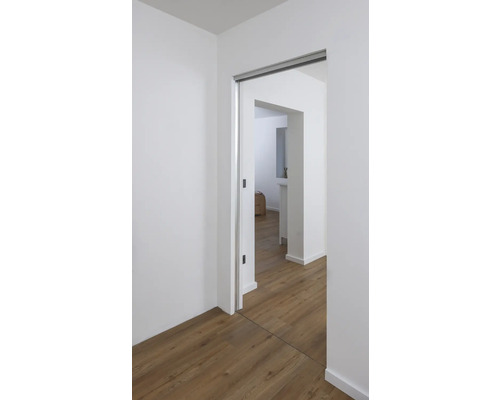 Pièce lumineuse avec plancher en bois et porte coulissante