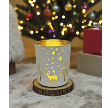 Photophore décoratif avec motif cerf, flocon de neige et arbre pour une ambiance festive