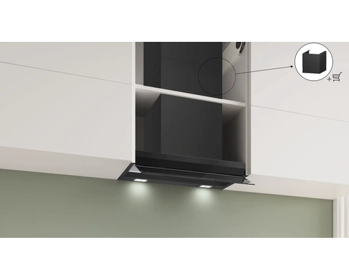 Integrierte Dunstabzugshaube in einer modernen Küche.