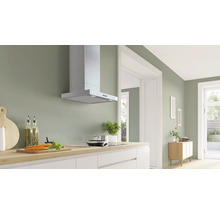 Küche mit Dunstabzugshaube, Kochfeld, Spüle und Arbeitsplatte