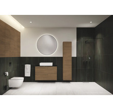 Salle de bains moderne avec lavabo, armoire de toilette, WC et douche