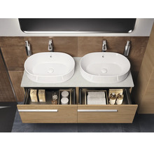 Meuble-lavabo double avec meuble sous-vasque et deux vasques à poser dans la salle de bain