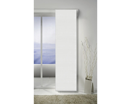 Schiebegardine vor Fenster mit Meerblick und Dekoration