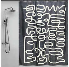 Rideau de douche avec motif abstrait et système de douche