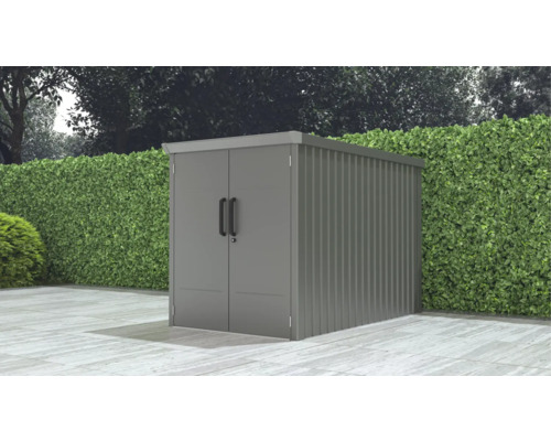 Abri de jardin en métal avec double porte dans le jardin