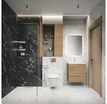 Salle de bain moderne avec douche, lavabo et toilettes