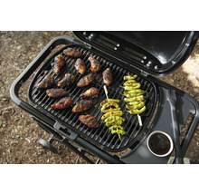Grill avec des ailes de poulet et des brochettes de poivrons