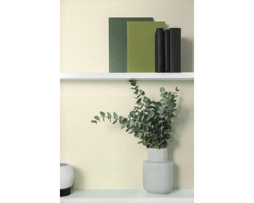 Scène décorative avec des livres et de l'eucalyptus dans un vase sur une étagère