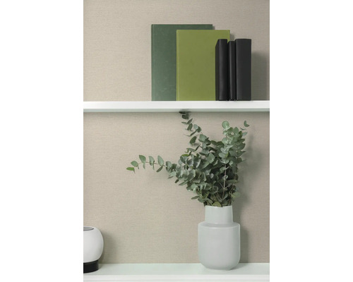Étagère avec des livres et de l'eucalyptus dans un vase