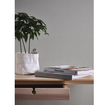 Plante d'intérieur décorative dans un emballage en papier sur une table en bois avec deux livres et un tiroir.