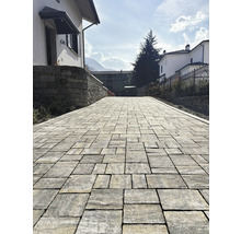 Chemin pavé de pavés entre les maisons