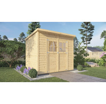 Abri de jardin en bois avec porte double et fenêtres