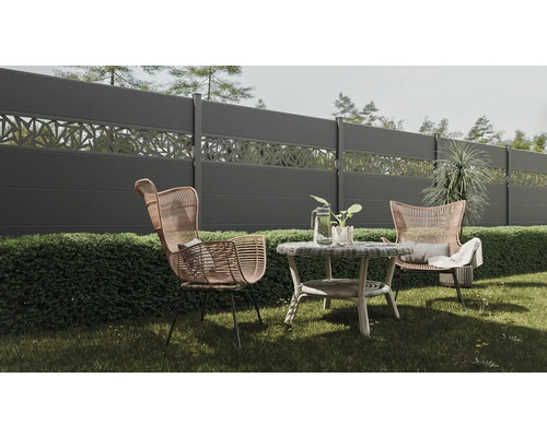 Élément principal GroJa BasicLine Triangle 180 x 180 cm anthracite Jardin avec clôture d'intimité, chaises en rotin et table de jardin