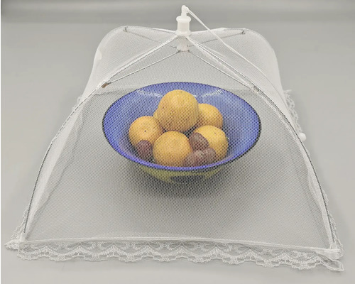 Assiette de fruits sous un couvercle alimentaire