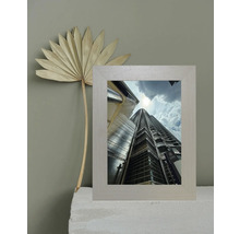 Dekorativer Bilderrahmen mit einem Foto der Petronas Towers und einem getrockneten Palmenblatt