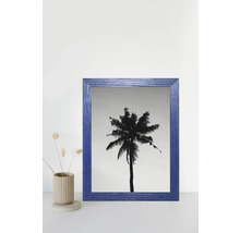 Blauer Bilderrahmen mit Schwarzweiß-Palmenmotiv