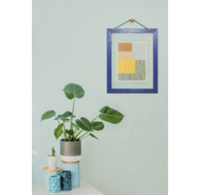 Dekorative Zimmerpflanze in einem Topf neben gerahmtem Bild an der Wand