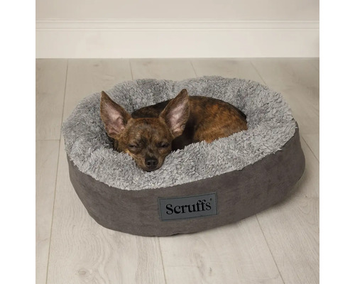 Chien dormant dans un panier rond gris Scruffs