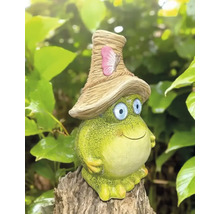 Figurine décorative grenouille avec chapeau pour le jardin