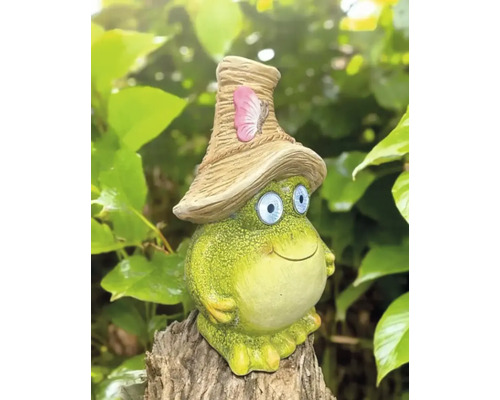 Figurine décorative grenouille avec chapeau pour le jardin