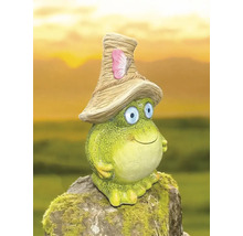 Décoration de jardin figurine de grenouille avec chapeau sur pierre