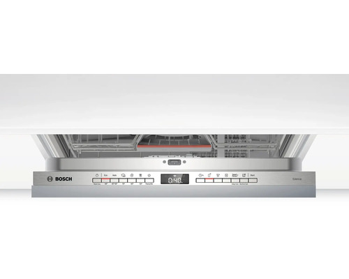 Offener Geschirrspüler von Bosch mit Bedienfeld und Geschirrkörben