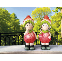 Zwei Erdbeer-Gartenzwerge als Dekoration für den Aussenbereich